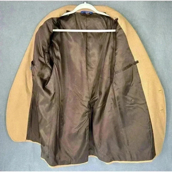 Pendleton Wool Blazer Jacket Size 44 Long Sportcoat Khaki Tan Gold 2 Button EUC - Picture 2 of 12